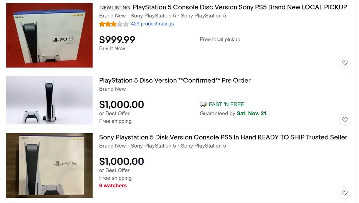 playstation 5 price ebay