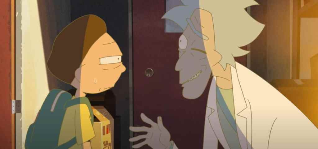 Rick winks at a skeptical Morty