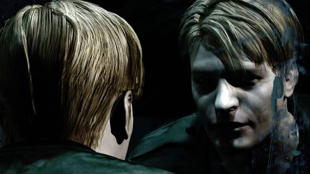 James Sunderland in Silent Hill 2, looking in a mirror. 