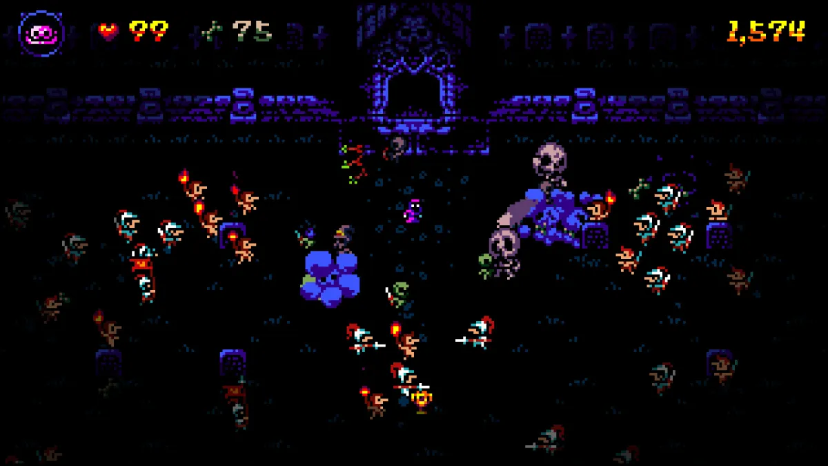 Vista previa de Boneraiser Minions acceso anticipado caiys gran fórmula juego retro profundidad construye estrategia diferente de Vampire Survivors