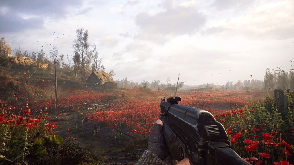 A player walking in a field in Stalker 2 as part of an article about how to fix stick drift.