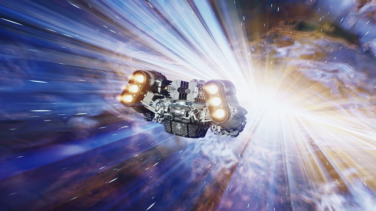 A Starfield ship in hyperspace