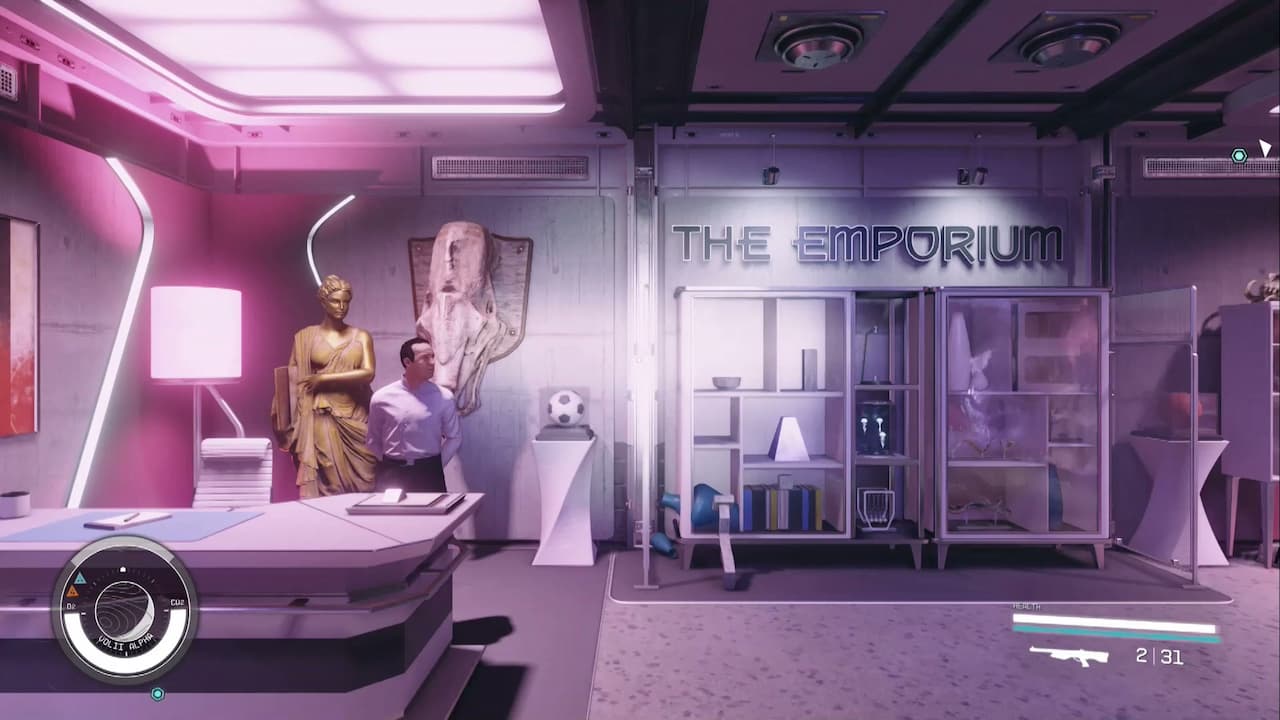 How Long Do Starfield Vendors Take to Reset? An image of the Emporium store within the game.