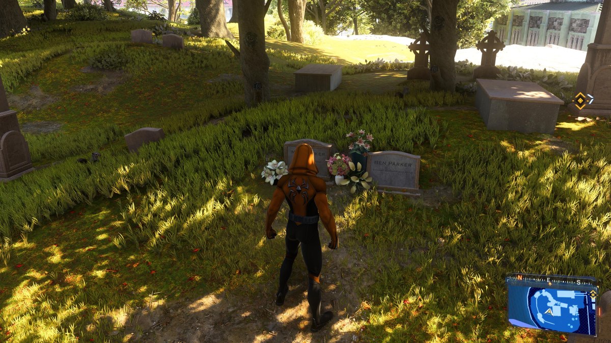 Where to find Aunt May's grave in Spider-Man 2