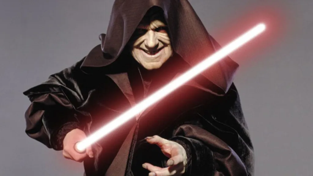 Darth Sidious with his red lightsaber