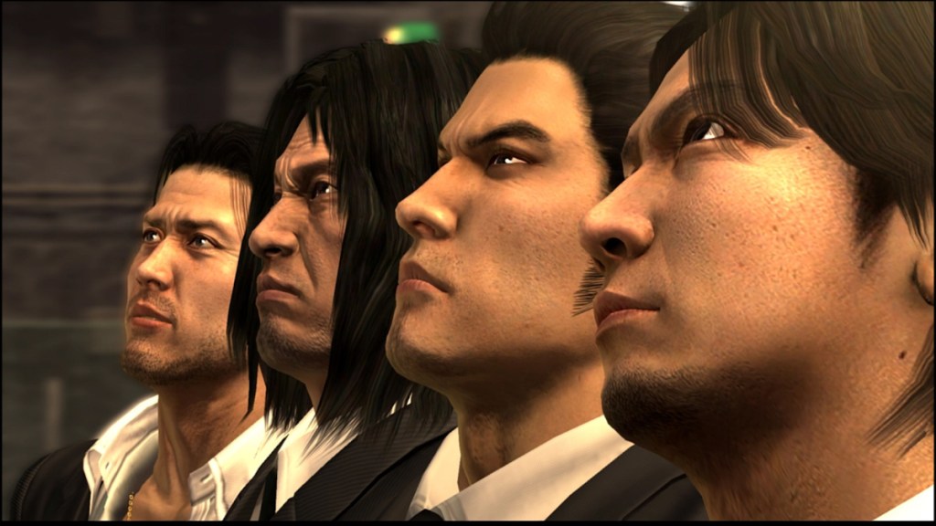 Kiryu stands with the other protagonists