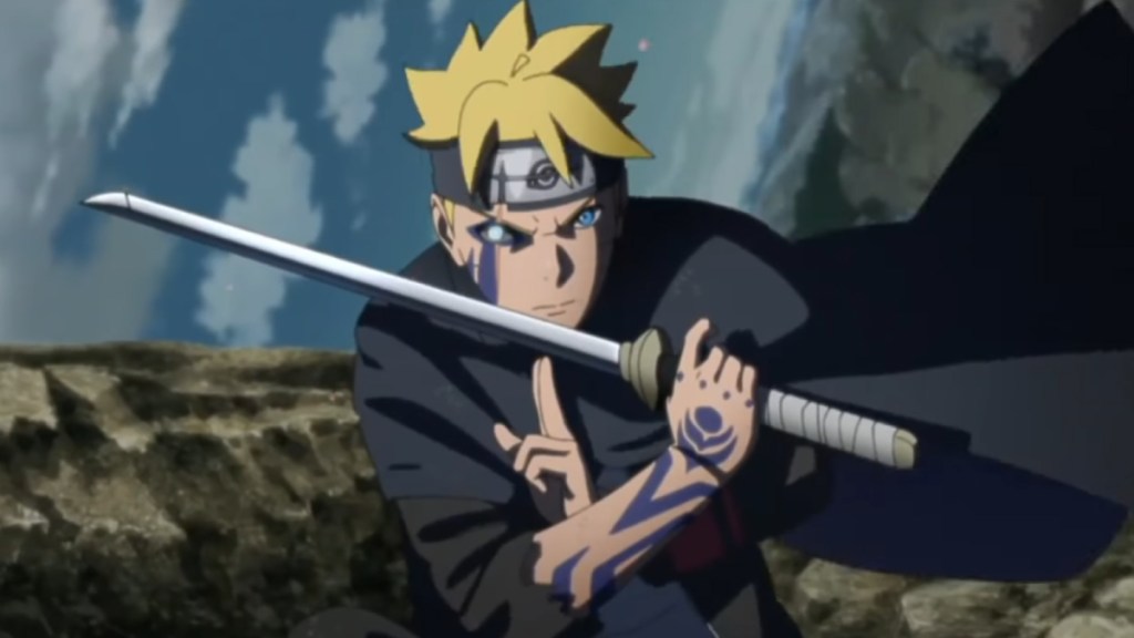 Boruto weilding sword in battle against Kawaki