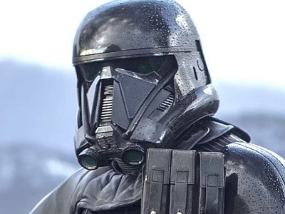 A close-up of one of Star Wars' Death Troopers