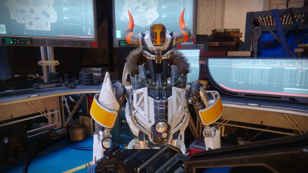 Image of Arcite 90-44, the robot assistant of Lord Shaxx in the hall of champions in Destiny 2