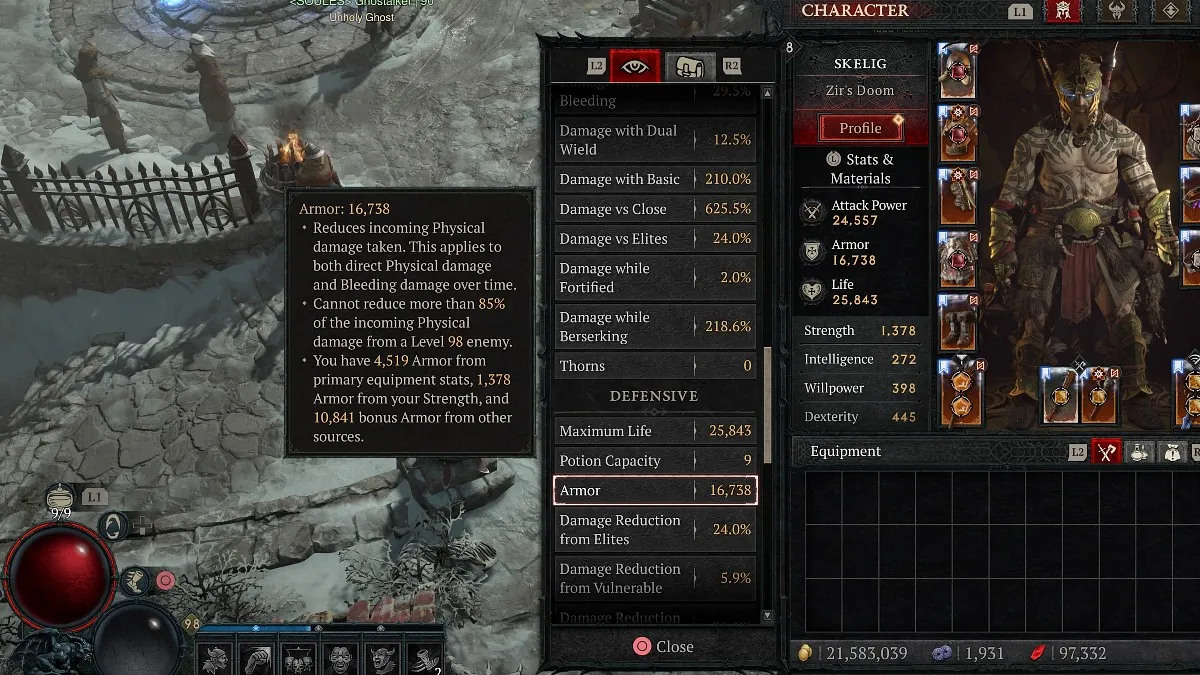 Armor stats in Diablo 4.