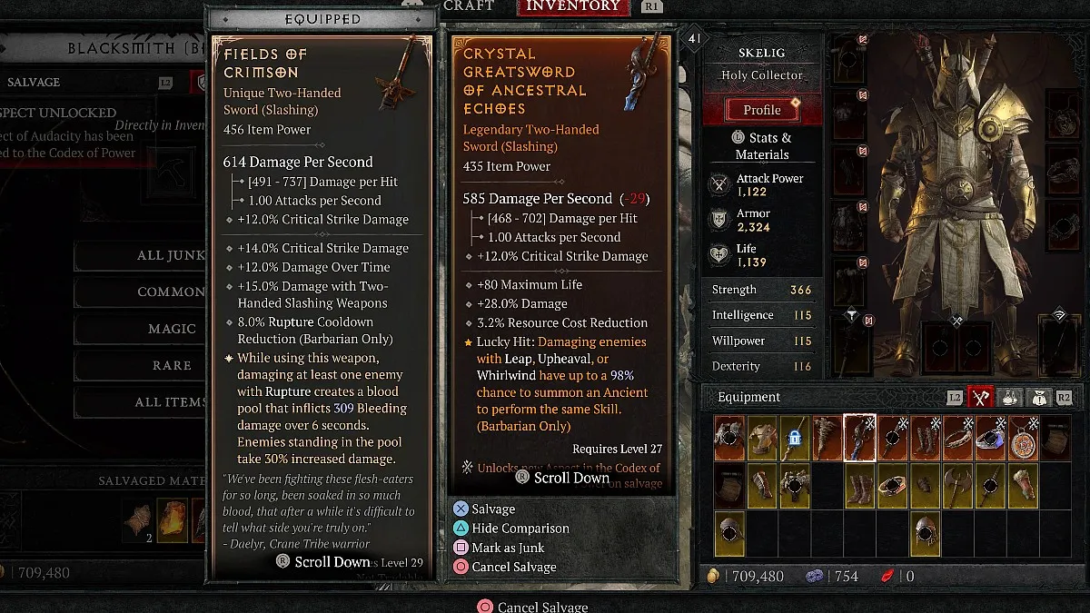 Aspect Extraction at the Blacksmith in Diablo 4.