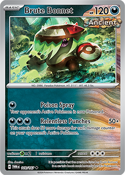 Brute Bonnet Pokemon card from Pokemon TCG: Twilight Masquerade