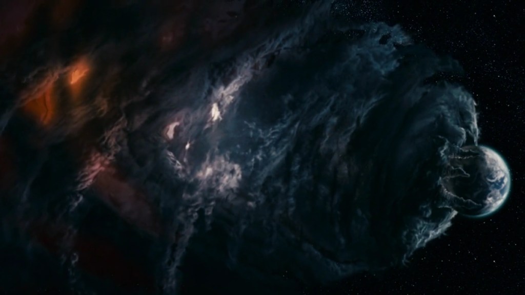 Galactus surrounds the Earth in Fantastic Four: Rise of the Silver Surfer