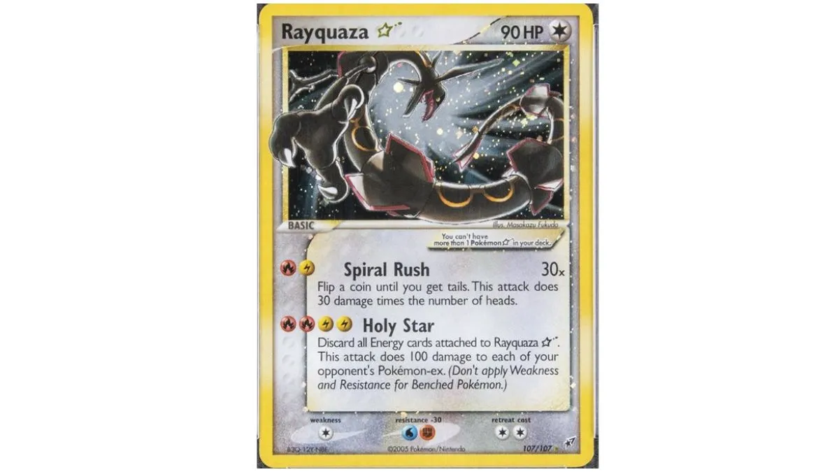 Image of a PSA graded Gold Star Holo Rayquaza from the Pokemon TCG