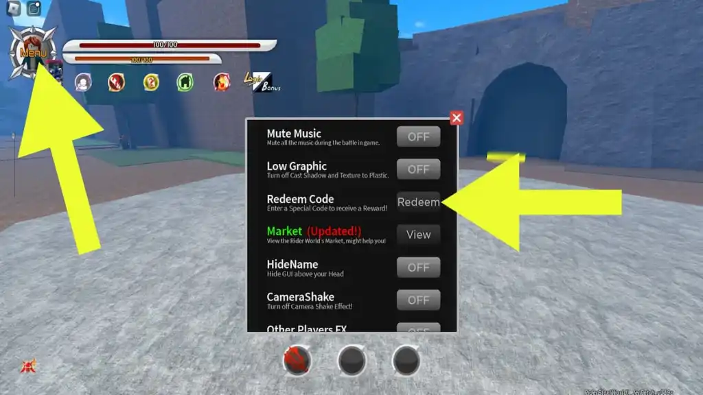 How to redeem codes in Rider Blox