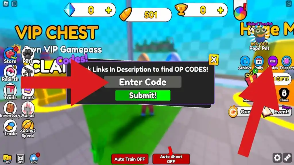 How to redeem codes in Shoot Wall Simulator
