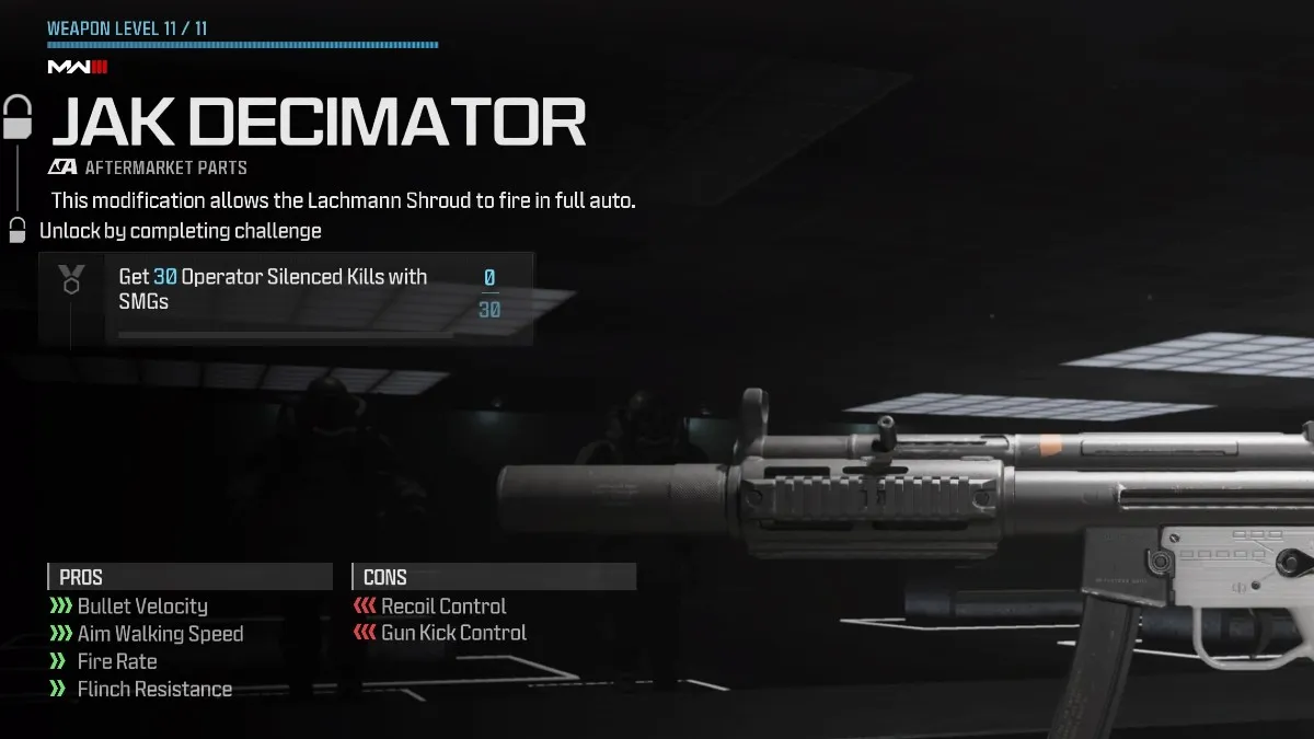JAK Decimator unlock menu in MW3.