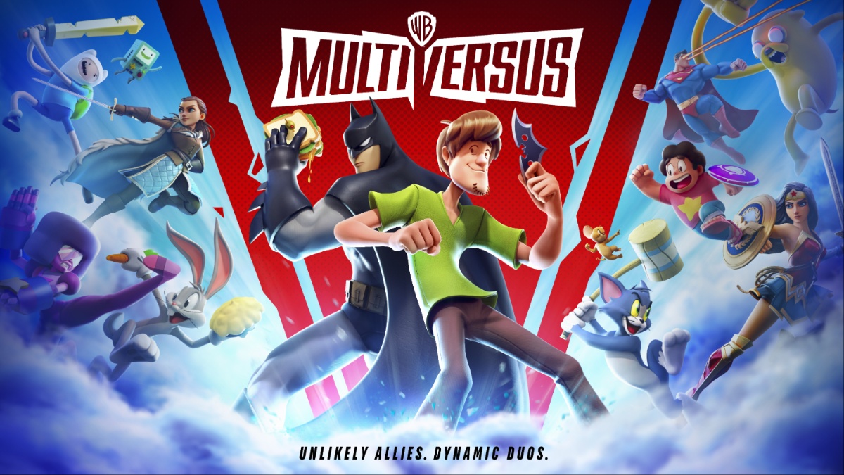 MultiVersus promo art featuring Batman and Shaggy surrounded by the rest of the cast