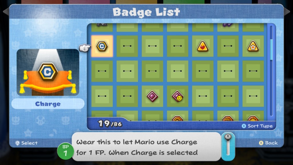 Charge badge in Paper Mario: The Thousand-Year Door