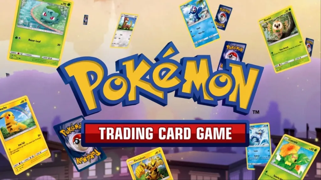 Pokemon TCG logo surrounded by Pokemon cards