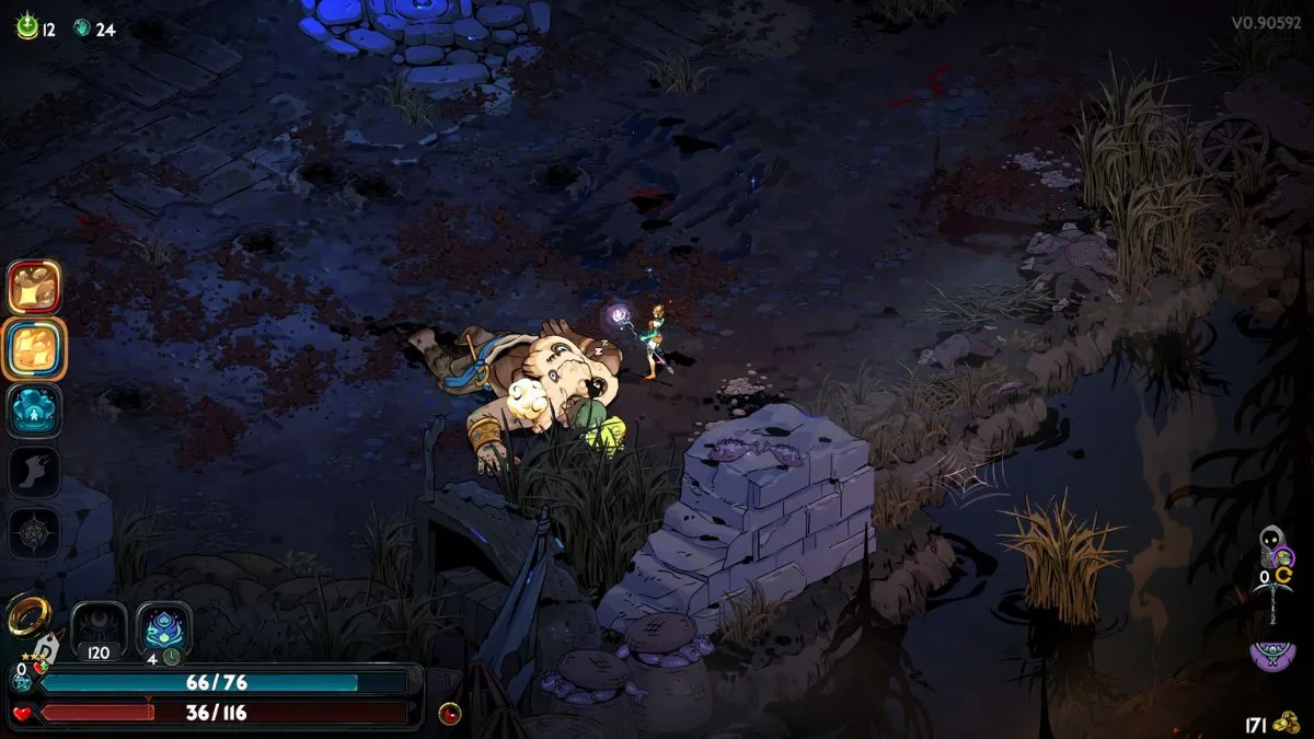 Screenshot from Hades 2, showing a sleeping Polyphemus after being defeated