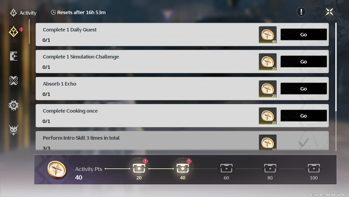 a screenshot of the daily quests in wuthering waves