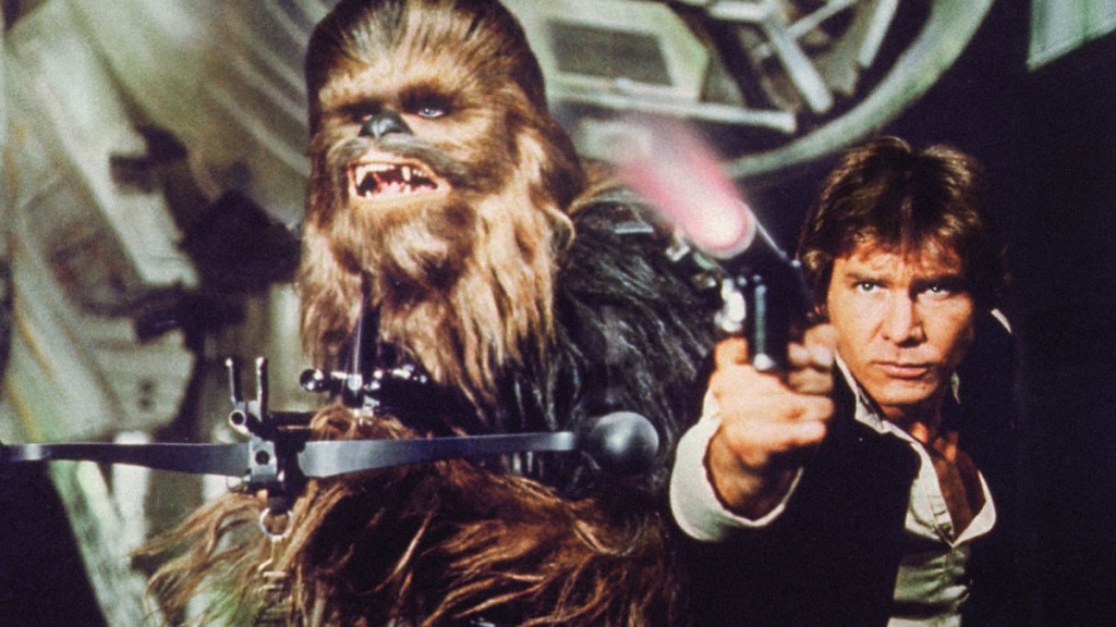 Han Solo and Chewbacca in a promotional still for Star Wars: A New Hope