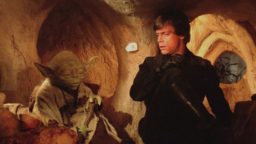 Master Yoda and Luke Skywalker in Star Wars: Return of the Jedi