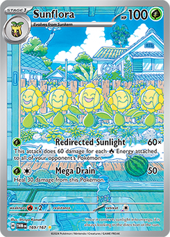 Sunflora Pokemon card from the Twilight Masquerade Pokemon TCG expansion.