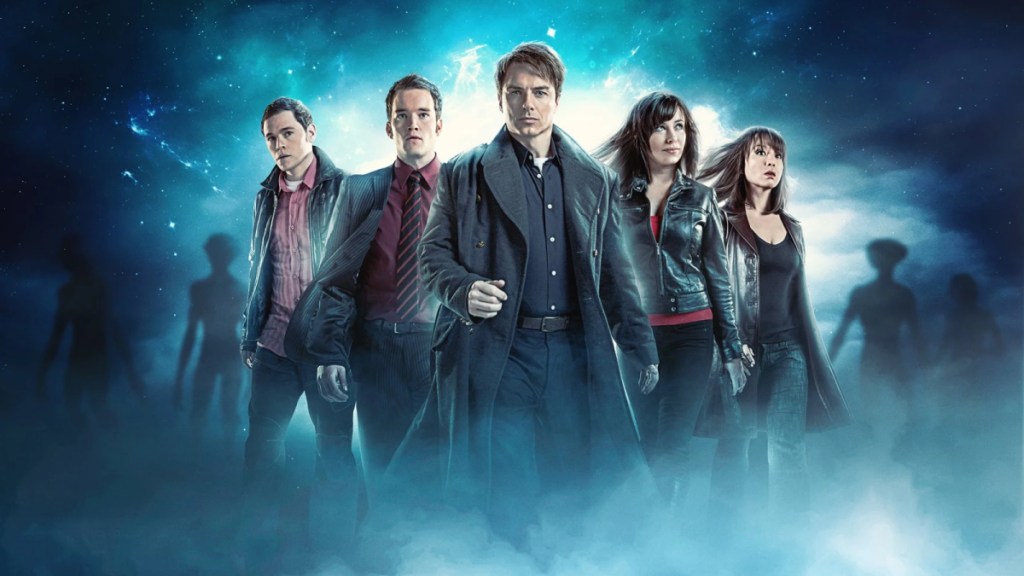 Key art for Doctor Who spinoff Torchwood featuring the show's core cast