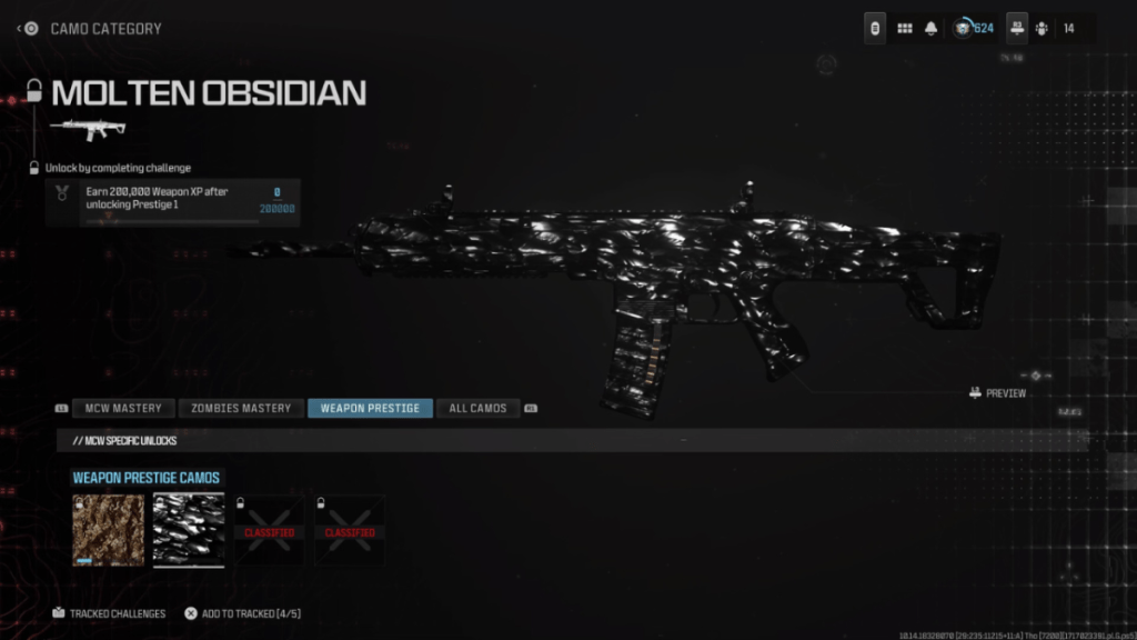 Unlock Challenge for the Obsidian Camo for the MCW in Call of Duty MW3