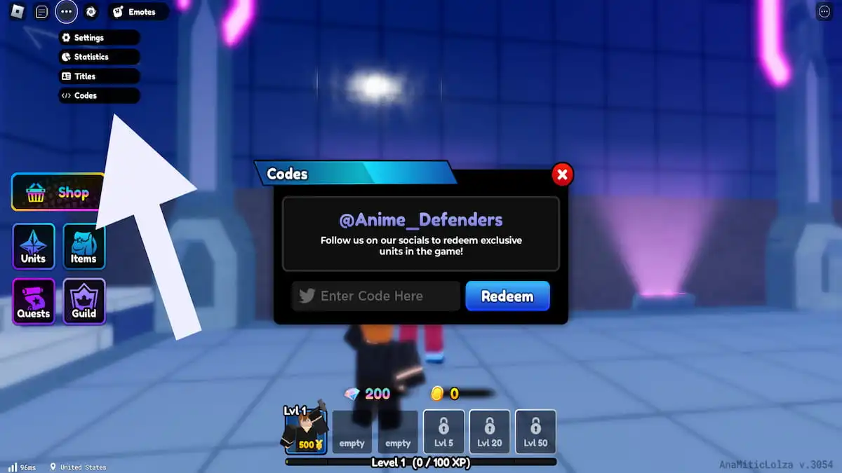 How to redeem codes in Anime Defenders. 