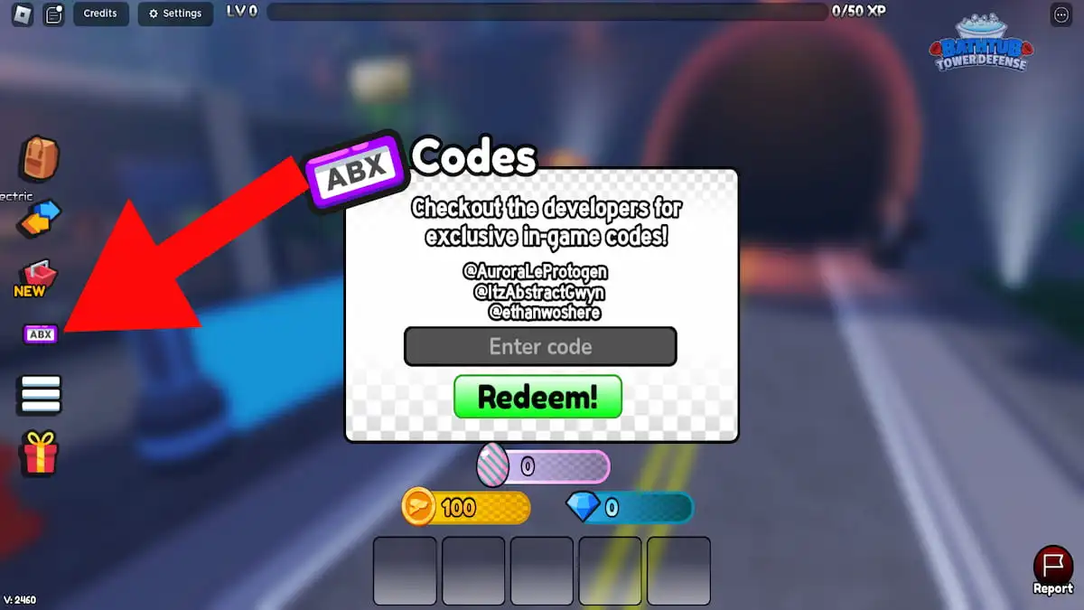 How to redeem codes in Bathtub Tower Defense. 