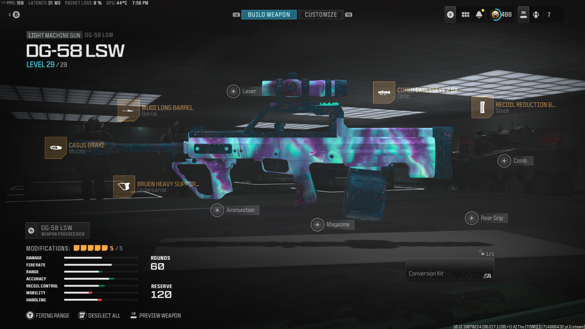 The long-range loadout for the DG-58 LSW. Screenshot by The Escapist