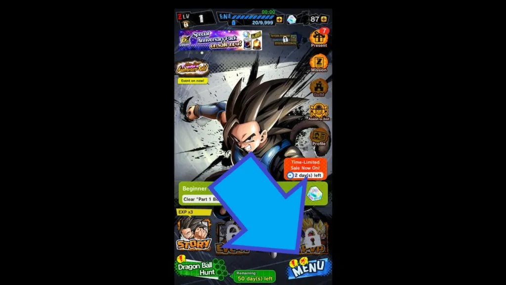 Dragon Ball Legends home screen