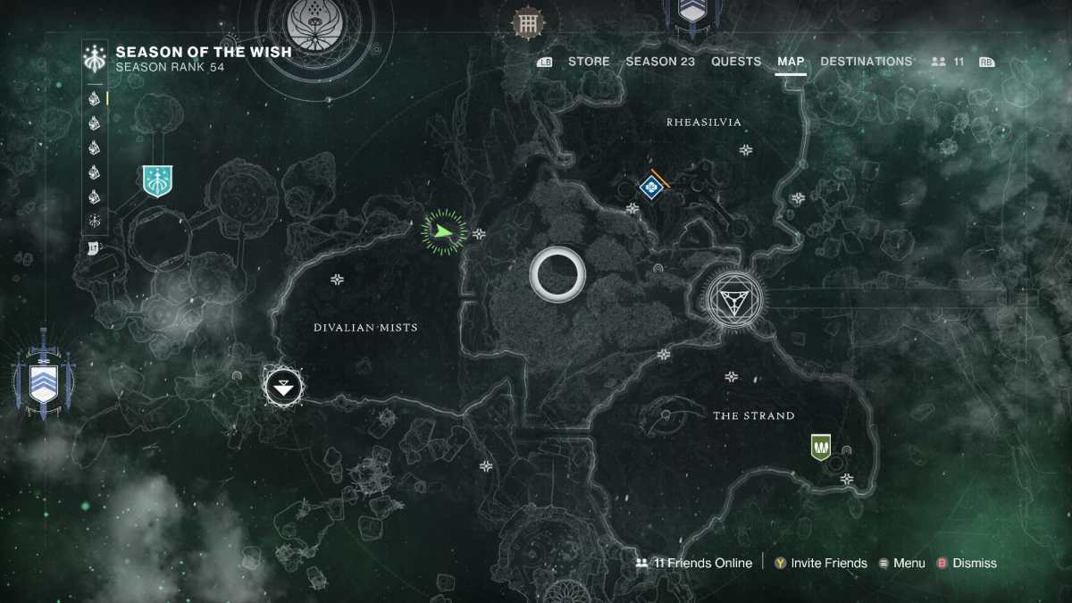 image of map with the cave location in destiny 2