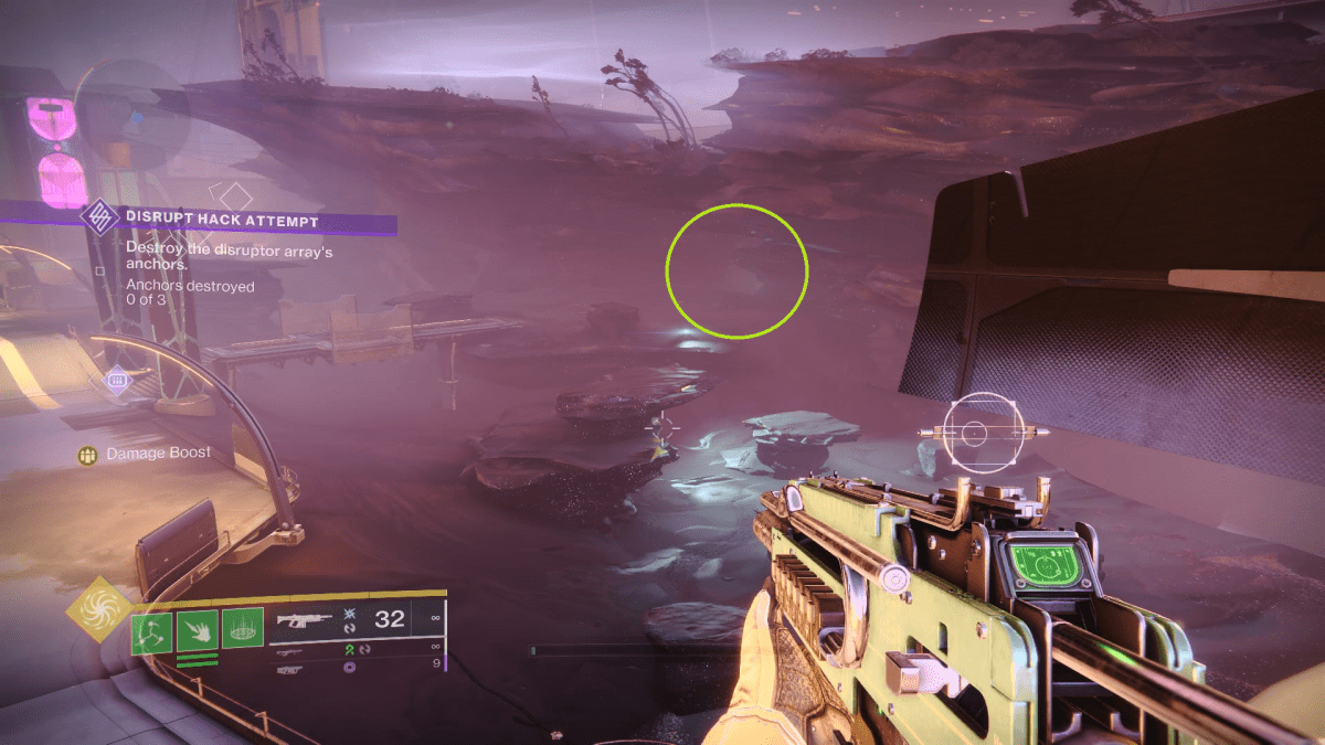 Image of Maya's Retreat circled in the distance in Destiny 2