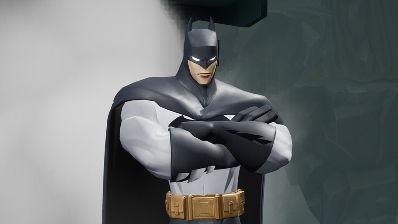 Multiversus, Batman crossing his arms. This image is part of an article about how to get prestige points in MultiVersus.