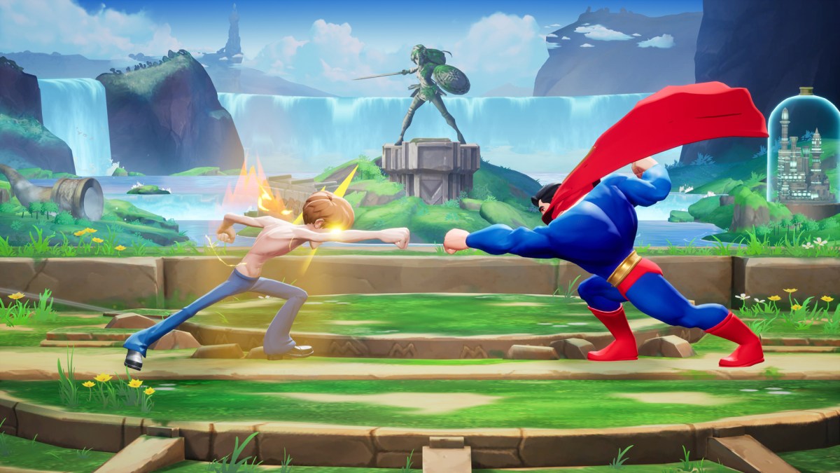 Shaggy and Superman fighting in MultiVersus. This image is part of an article about whether MultiVersus is crossplay or cross-platform.