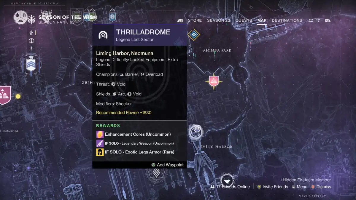 Image of the Thrilladome on the map in Destiny 2