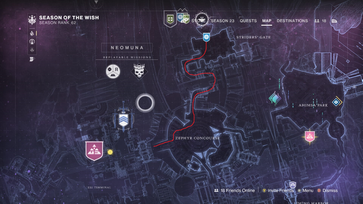 Image of the map to Esi Terminal in Destiny 2