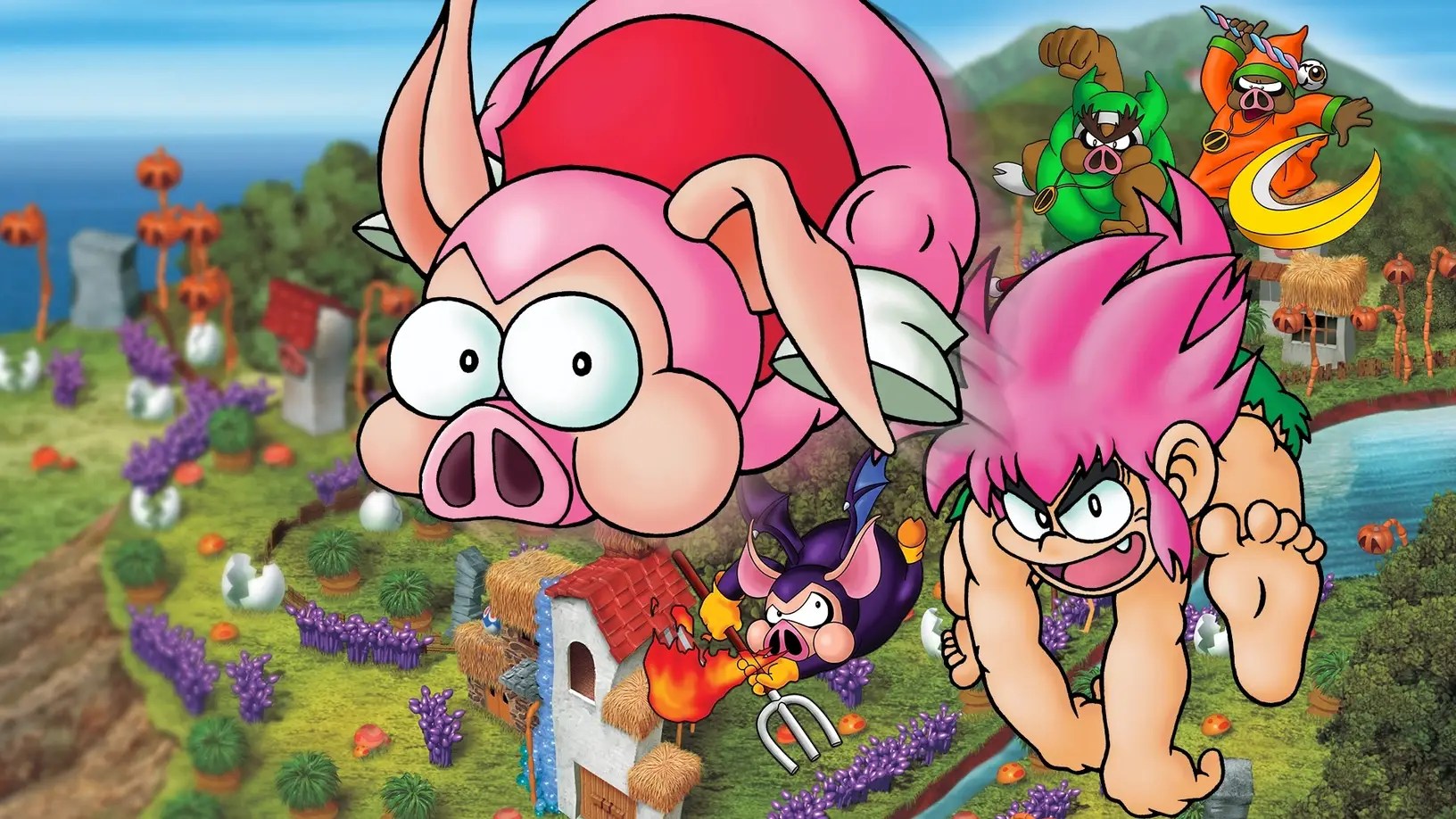 Tomba throwing a pig