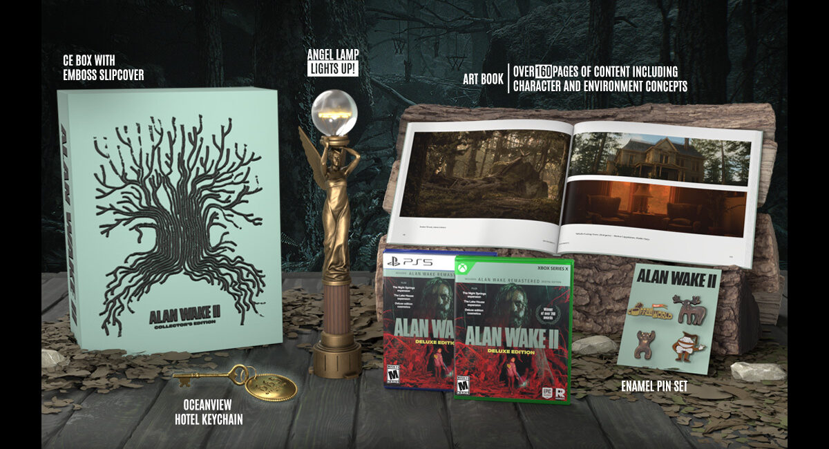 A marketing shot of the physical Limited Edition of Alan Wake 2.