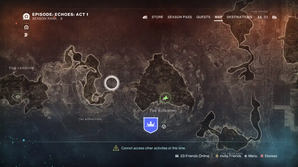 Map of the blooming deep lost sector in Destiny 2