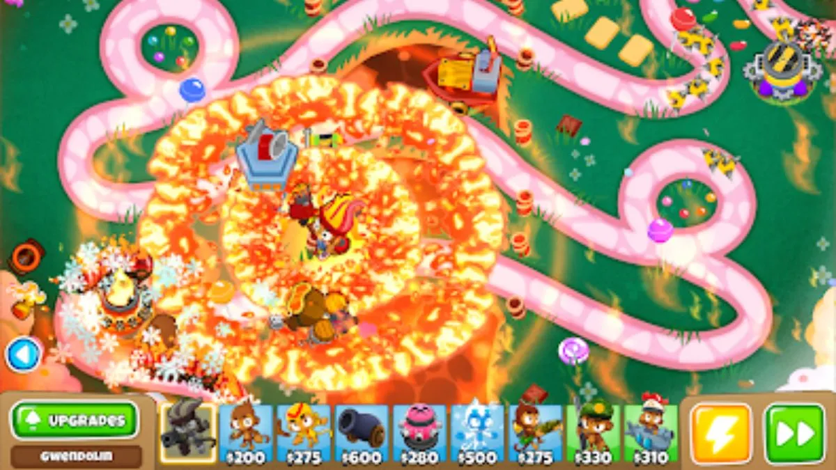Screenshot of gameplay from Bloons TD6 Netflix Mobile Game