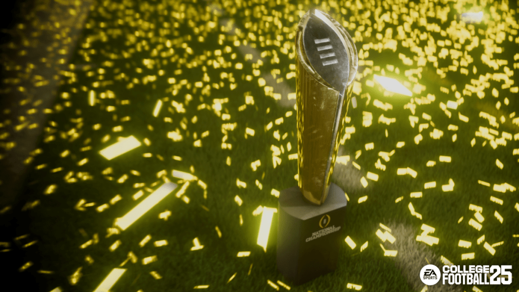 The National Championship Trophy in EA Sports College Football 25.
