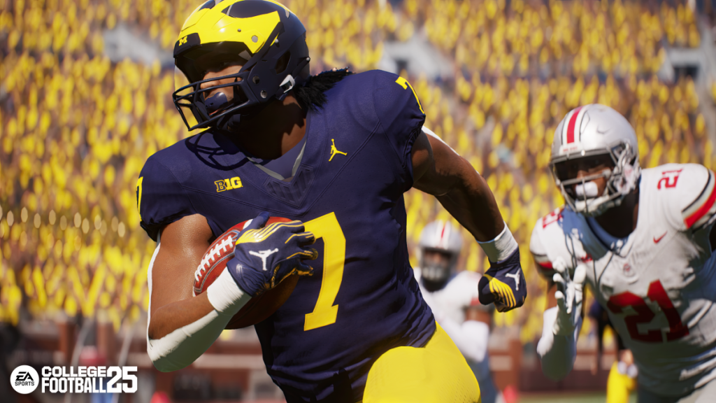 David Edwards running in EA Sports College Football 25.
