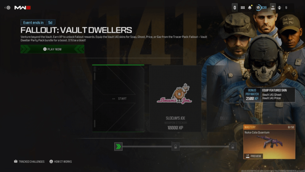 Call Of Duty MW3 and Warzone Fallout Vault Dwellers Events Tab