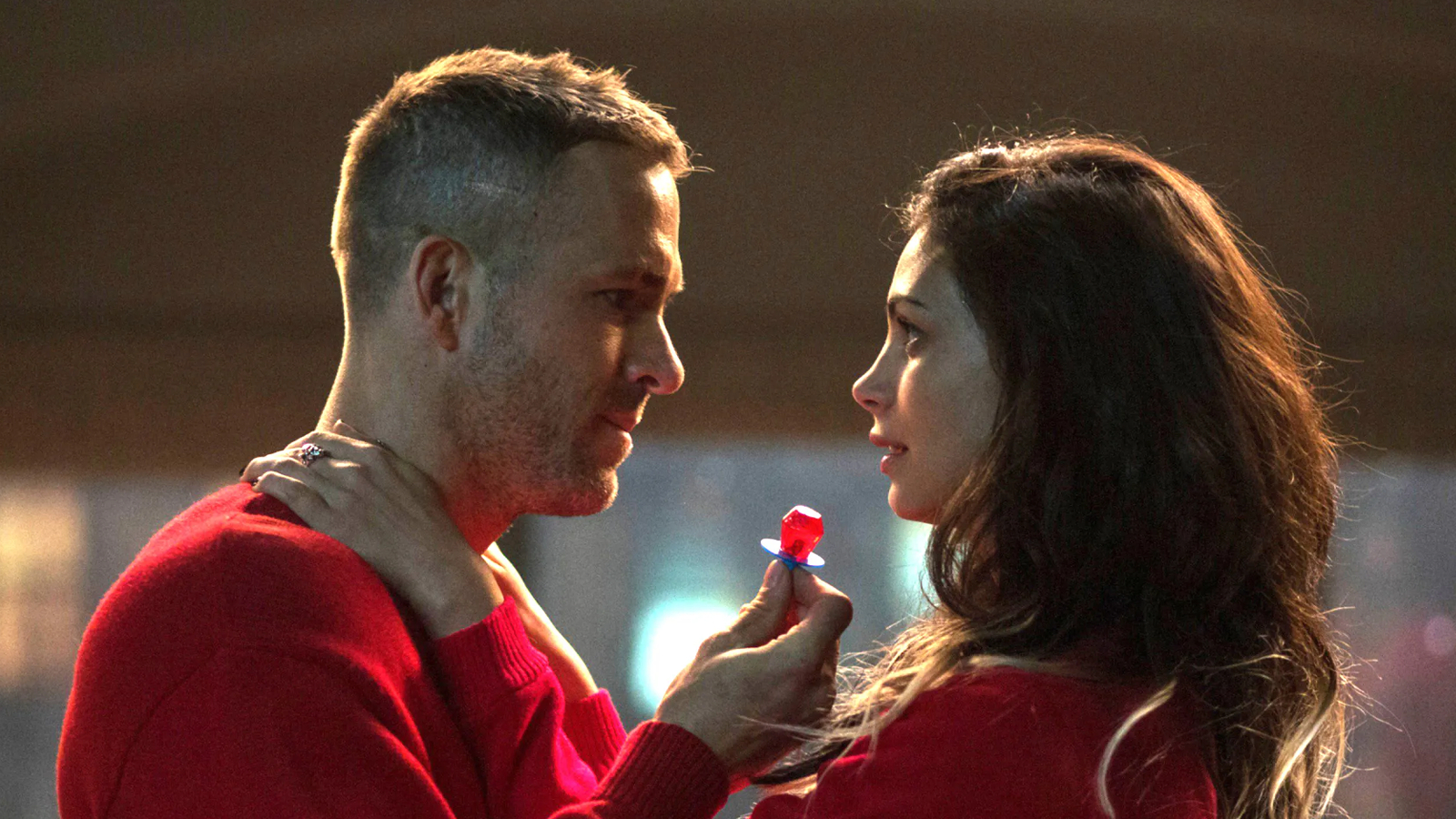 Ryan Reynolds as Wade Wilson and Morena Baccarin as Vanessa in the Deadpool franchise