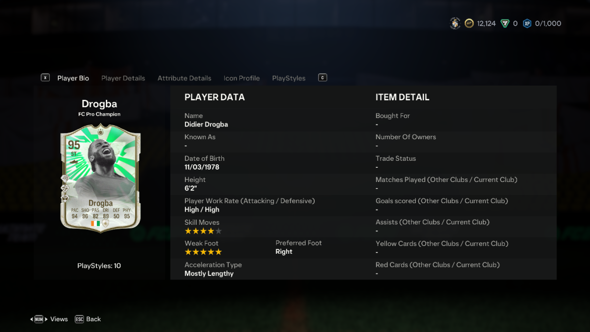 Image of EA FC 24 Didier Drogba Pro Champion profile